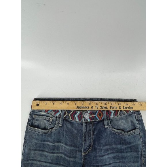 Vigoss Audrey Driftwood Embroidered Designer Low Rise Denim Jeans Size 26 - Picture 11 of 14